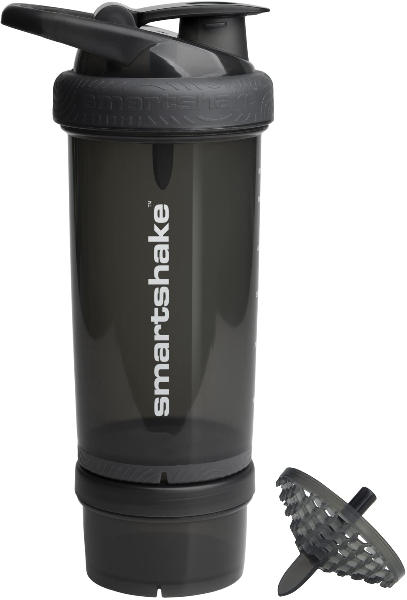 Smartshake Revive Protein Shaker Bottle With Storage for Powder – 750ml/25oz BPA Free Gym Protein Powder Shaker Leakproof Protein Shakes Bottle, (Black)