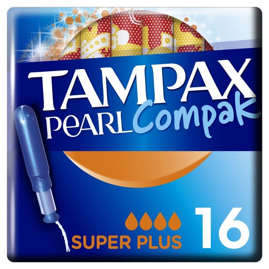 Tampax Pearl Compak Tampons, Super Plus With Applicator, 18 Tampons, Leak Protection And Discretion, Super Absorbent, 3x Comfort