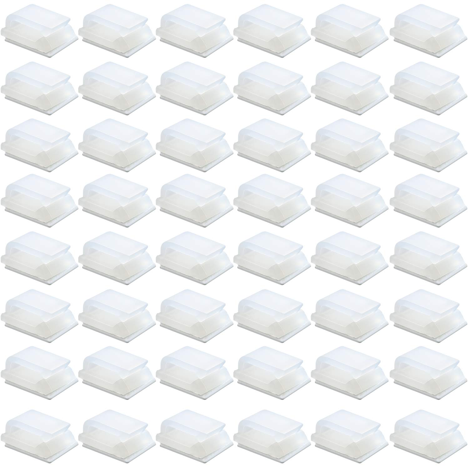 50 Pack Self-Adhesive Cable Clips Electrical Wire Clips Cable Management Clips for Car, Office and Home (13 x 10 mm, White)