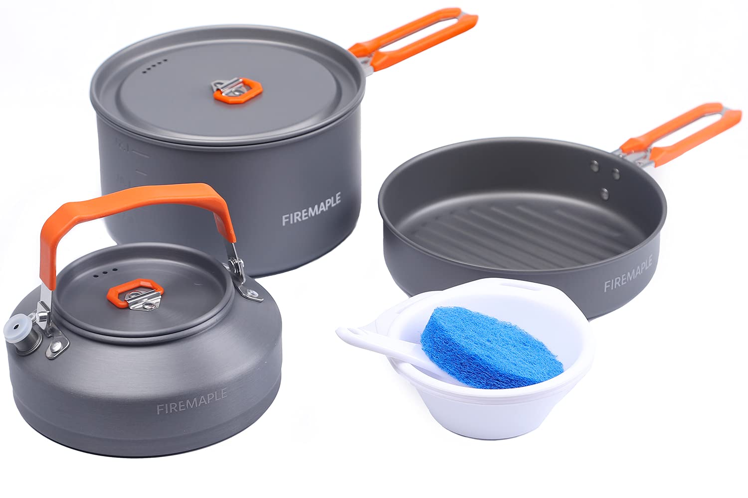 Fire-Maple Feast 2 Camping Cookware Set | Outdoor Cooking kit with Pot Kettle Pan Bowls and Spatula | Kitchen Utensils for 1 to 3 People Backpacking Trekking Hiking Fishing Picnic
