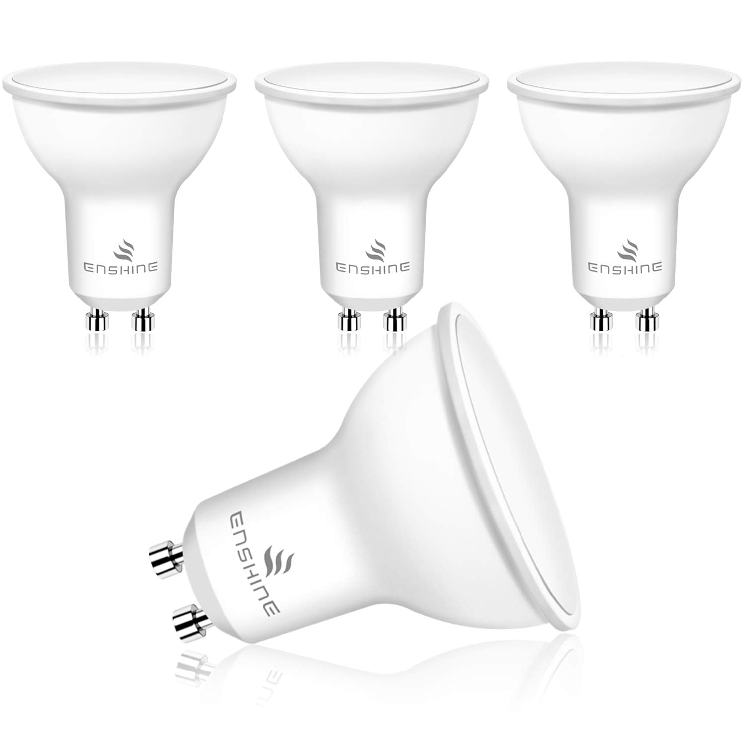 Enshine LED GU10 Spotlight Bulbs, Frosted, 7W (50W Halogen Equivalent), Warm White 3000K, 500 Lumen (Pack of 4)