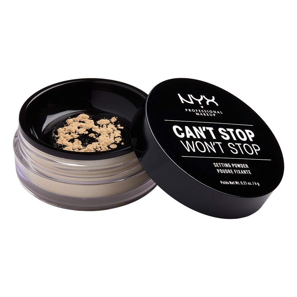 NYX Professional Makeup Can't Stop Won't Stop Setting Powder, Loose Format, Matte Finish, Oil Absorbing, Vegan Formula, Shade: Light Medium