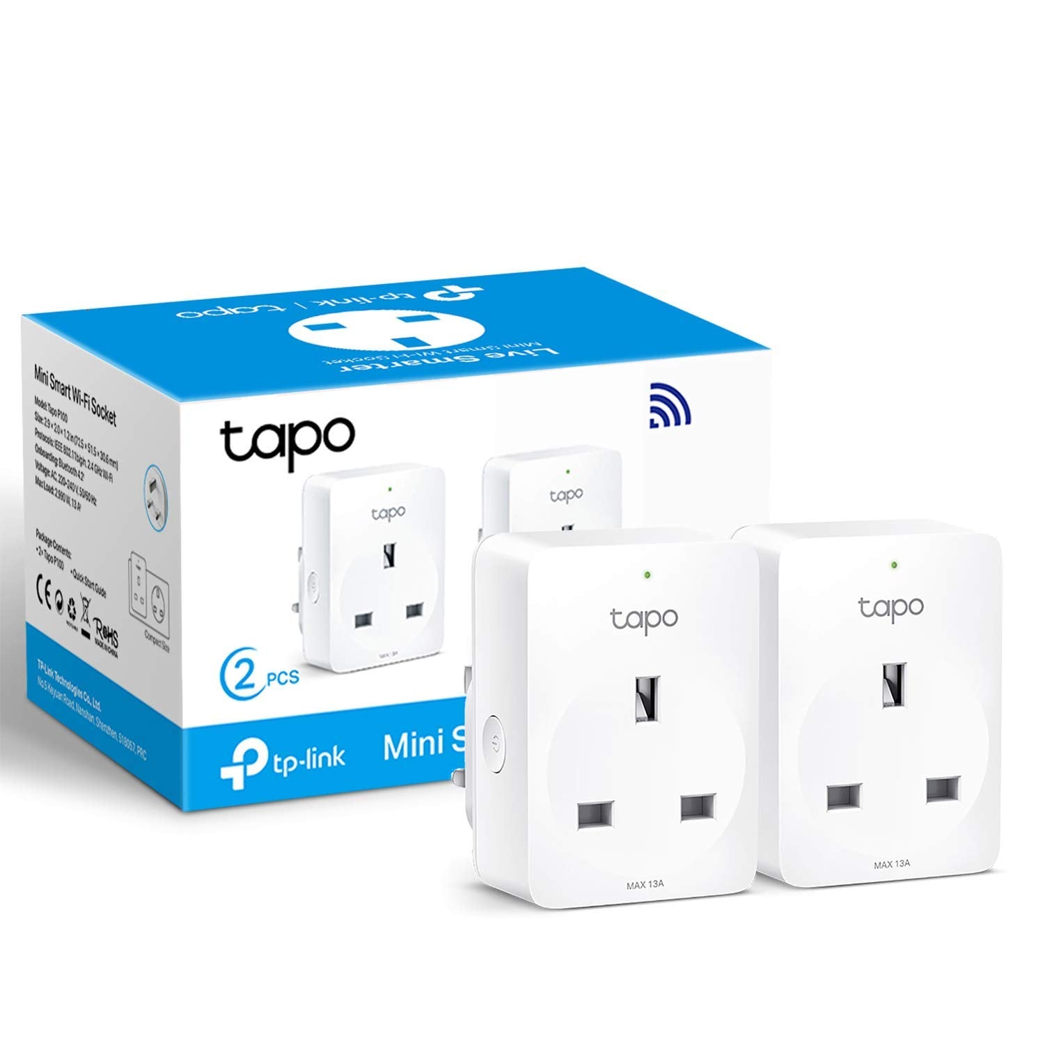 TP-Link Tapo Smart Plug Wi-Fi Outlet, Works with Amazon Alexa (Echo and Echo Dot), Google Home, Wireless Smart Socket, Device Sharing, Without Energy Monitoring, No Hub Required - Tapo P100 (2-Pack)