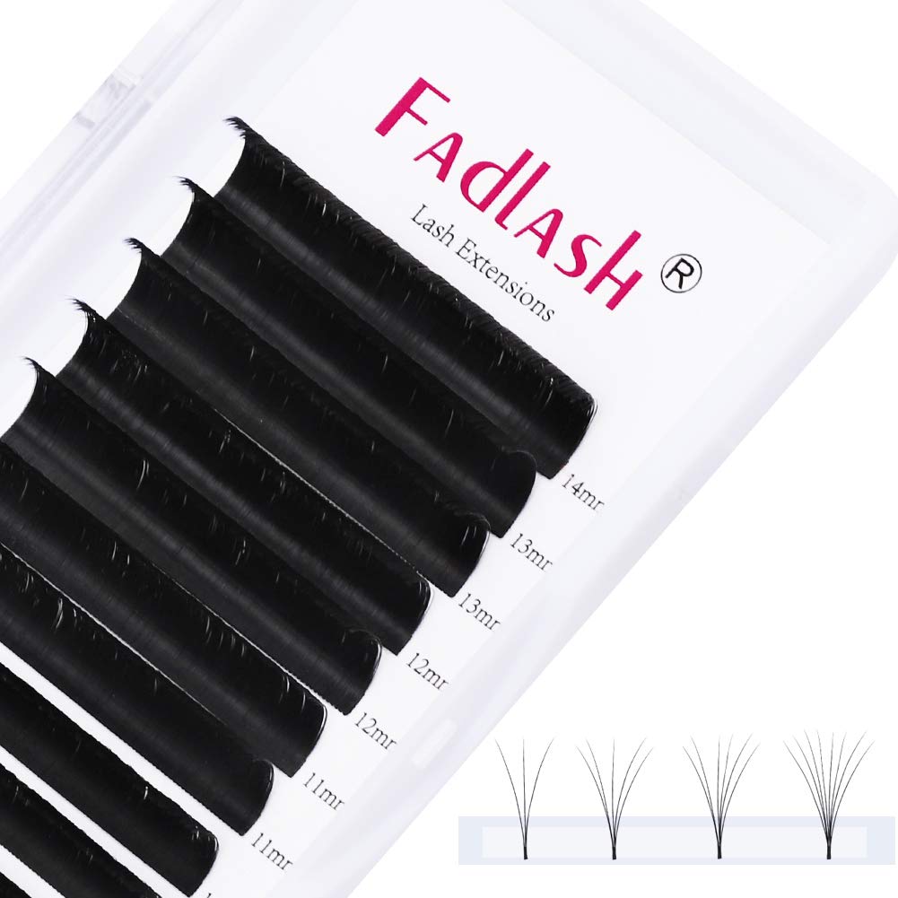 Fadlash Easy Fan Lashes 0.07 D Curl 8-14mm Mixed Tray Easy Fan Russian Lashes Withstand 90℃ Self Fanning Lashes Automatic Blooming Lashes Volume Eyelash Extensions(0.07-d-mix(8-14mm))