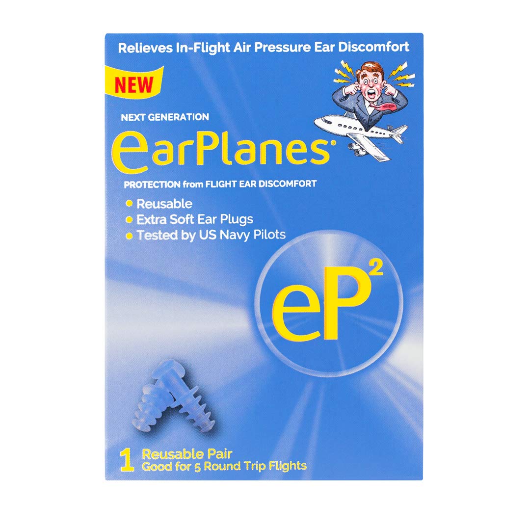 EarPlanes EP2 Ultra-Reusable Earplugs, Airplane Pressure Prevention Earplugs for Adults (? Pairs)