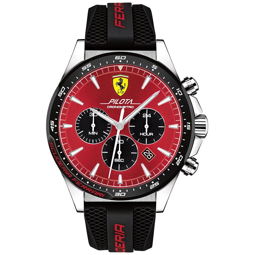 Scuderia Ferrari Mens Chronograph Quartz Watch with Silicone Strap 0830595