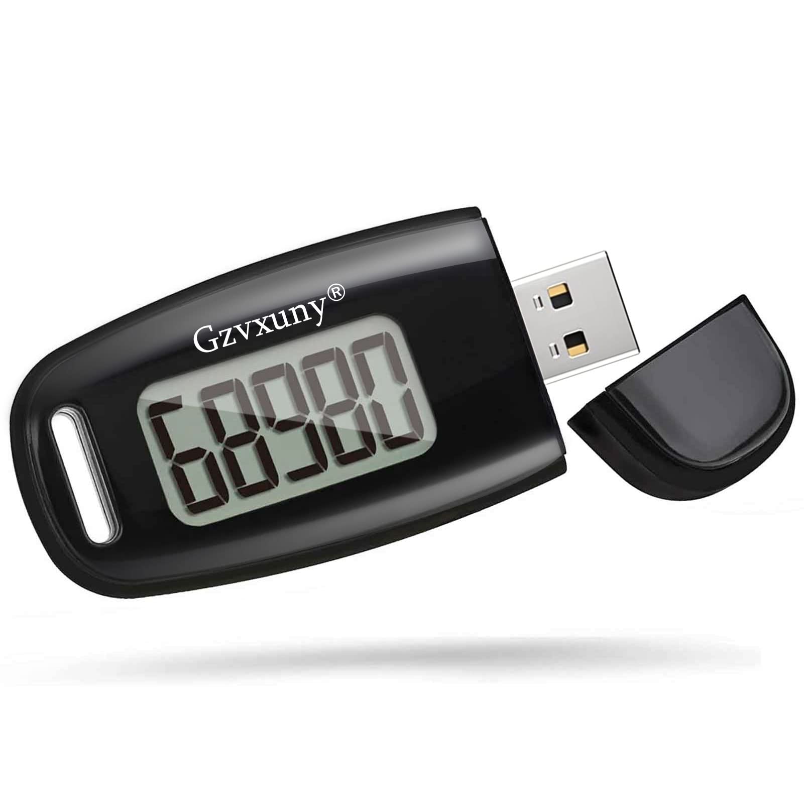 Gzvxuny 3D Pedometer with Clip and Strap, Simple Walking Step Counter, USB Rechargeable Pedometer, Daily Target Monitor, Track Steps, Exercise Time
