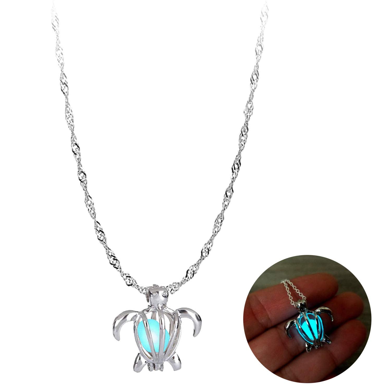ANMUXI Glow In The Dark Turtle Necklace for Women Can Open Turtle Pendant for mom