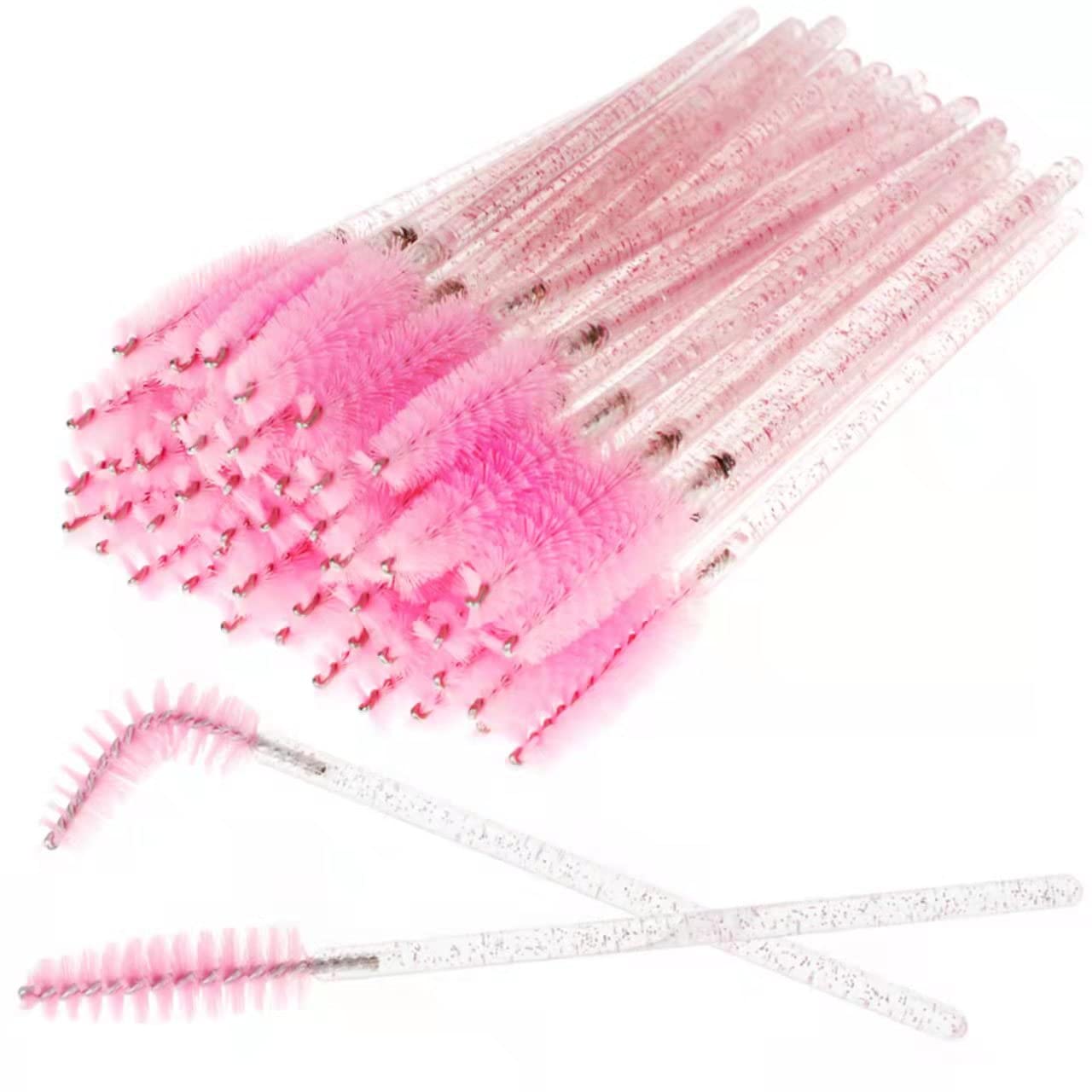 Fenshine 50PCS Eyelash Brush Lightweight Disposable Mascara Wands Long Eyelash Brush for Lash Extensions, Eyebrows Contouring and Makeup (pink)
