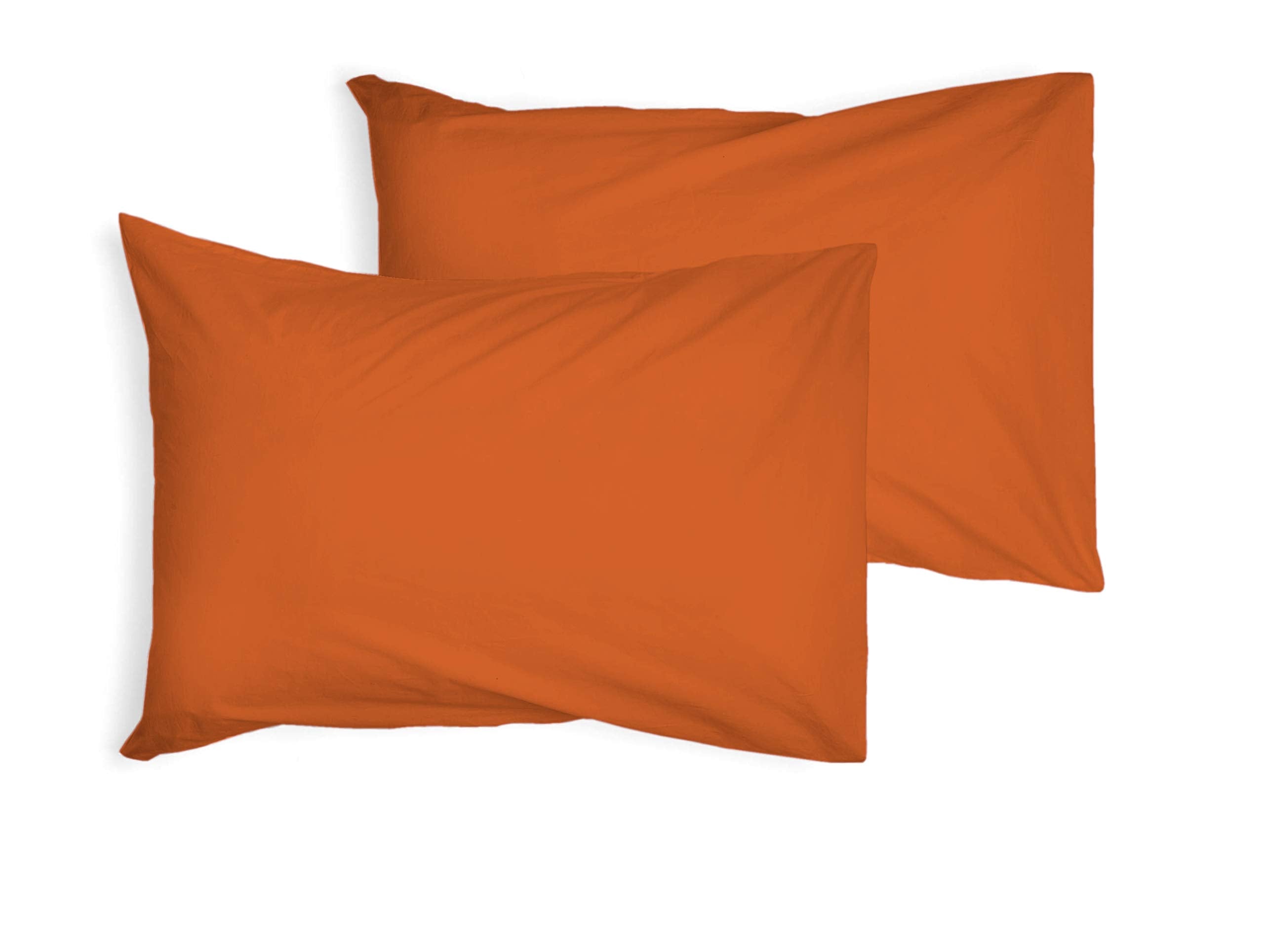 ZIMEL HOMES-Pair Of Housewife Pillow Cases, Oxford Pillow Cases 200 Thread Count Easy Care Non Iron Percale Polycotton-15 Colours (Orange, Pair of Housewife Pillow Cases)