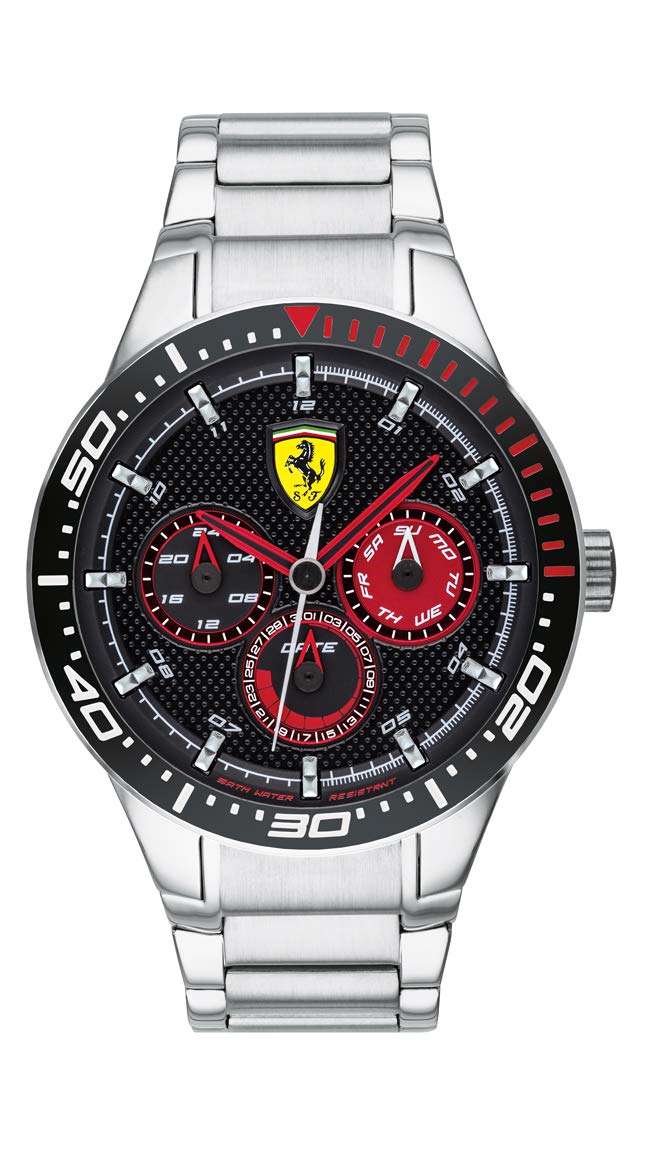 Scuderia Ferrari Mens Multi dial Quartz Watch with Stainless Steel Strap 0830589