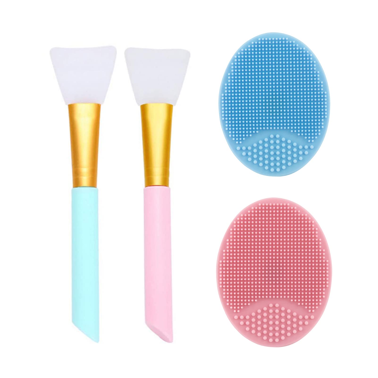 2 Pcs Facial Cleansing Brush,2 Pcs Silicone Face Mask Brush Mini Manual Silicone Face Scrubber Face Massager Brush Anti-Aging Skin Cleanser and Deep Exfoliator Makeup Tool for Facial Skin Care(4 Pcs)
