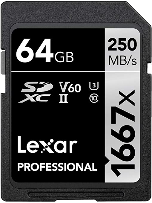 Lexar Professional 1667x SD Card 64GB, SDXC UHS-II Memory Card, Up To 250MB/s Read, for Professional Photographer, Videographer, Enthusiast (LSD64GCB1667)