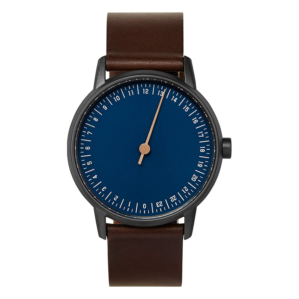 slow Round 03 - Dark Brown Leather Anthracite Case Blue Dial