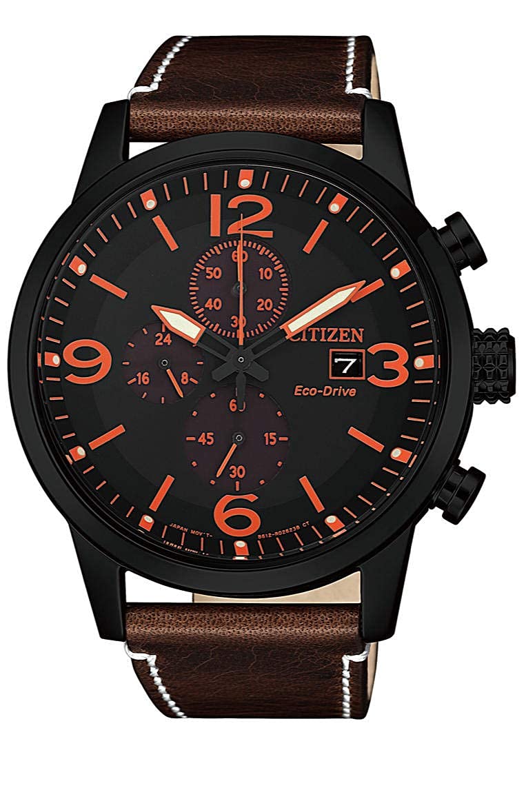 Citizen Eco-Drive Men's Sport Brown Leather Strap Watch