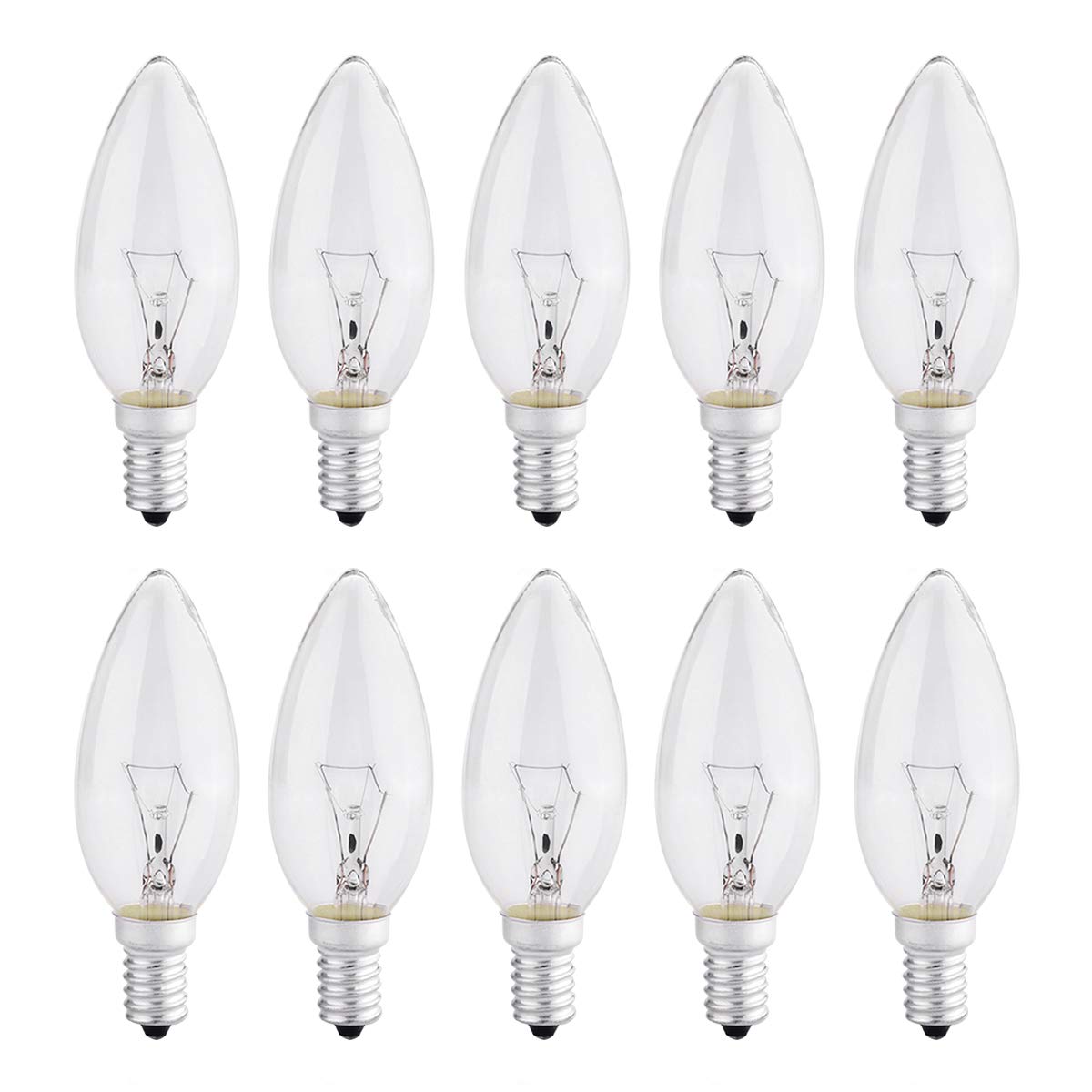 10 Pack Light Bulbs 40W SES Small Screw,E14 Candle Bulbs Dimmable, 230V