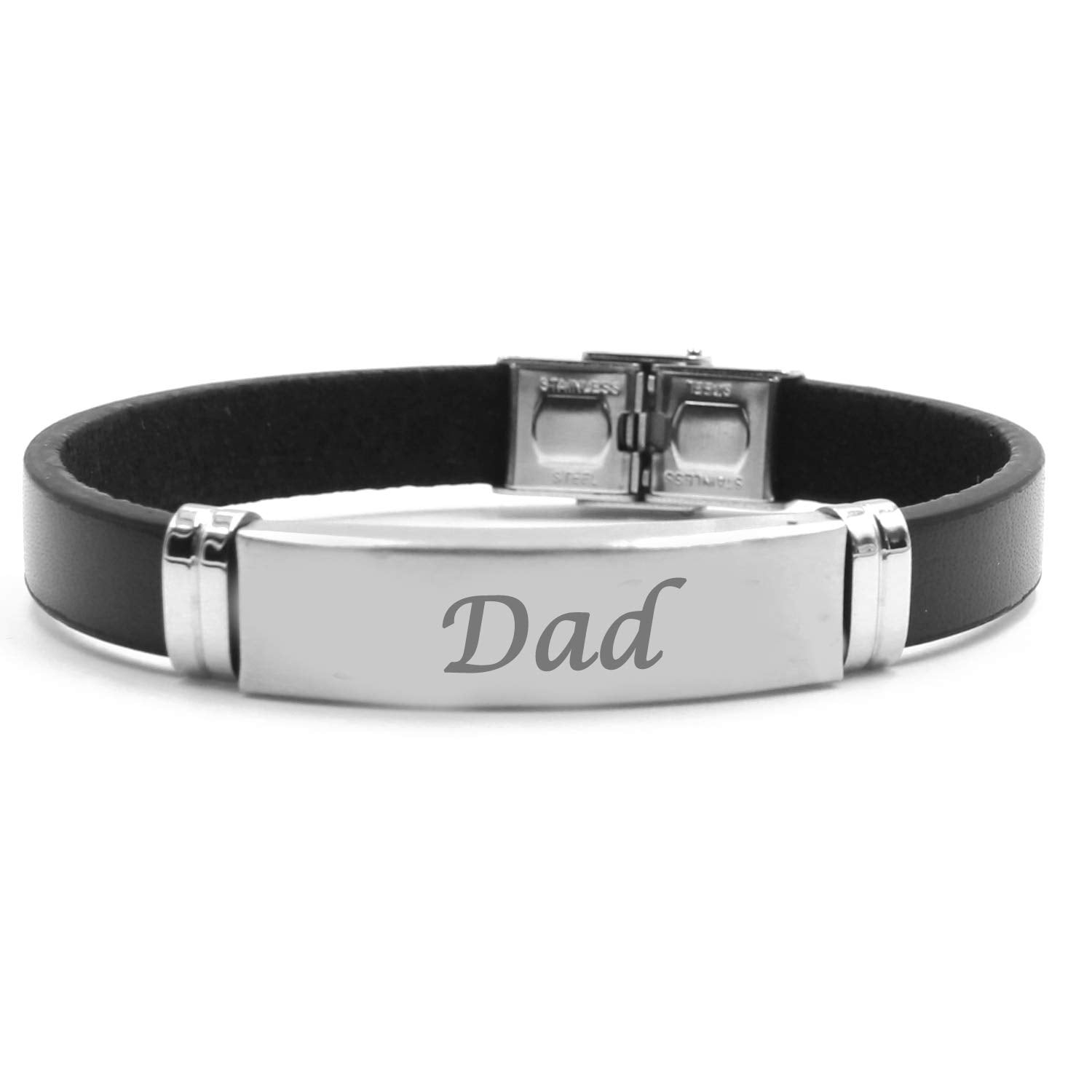 Kigu Dad Bracelet,Black Premium Leather Bracelet, Gifts for dad,Personalised dad Bracelet,customised Jewellery for Men