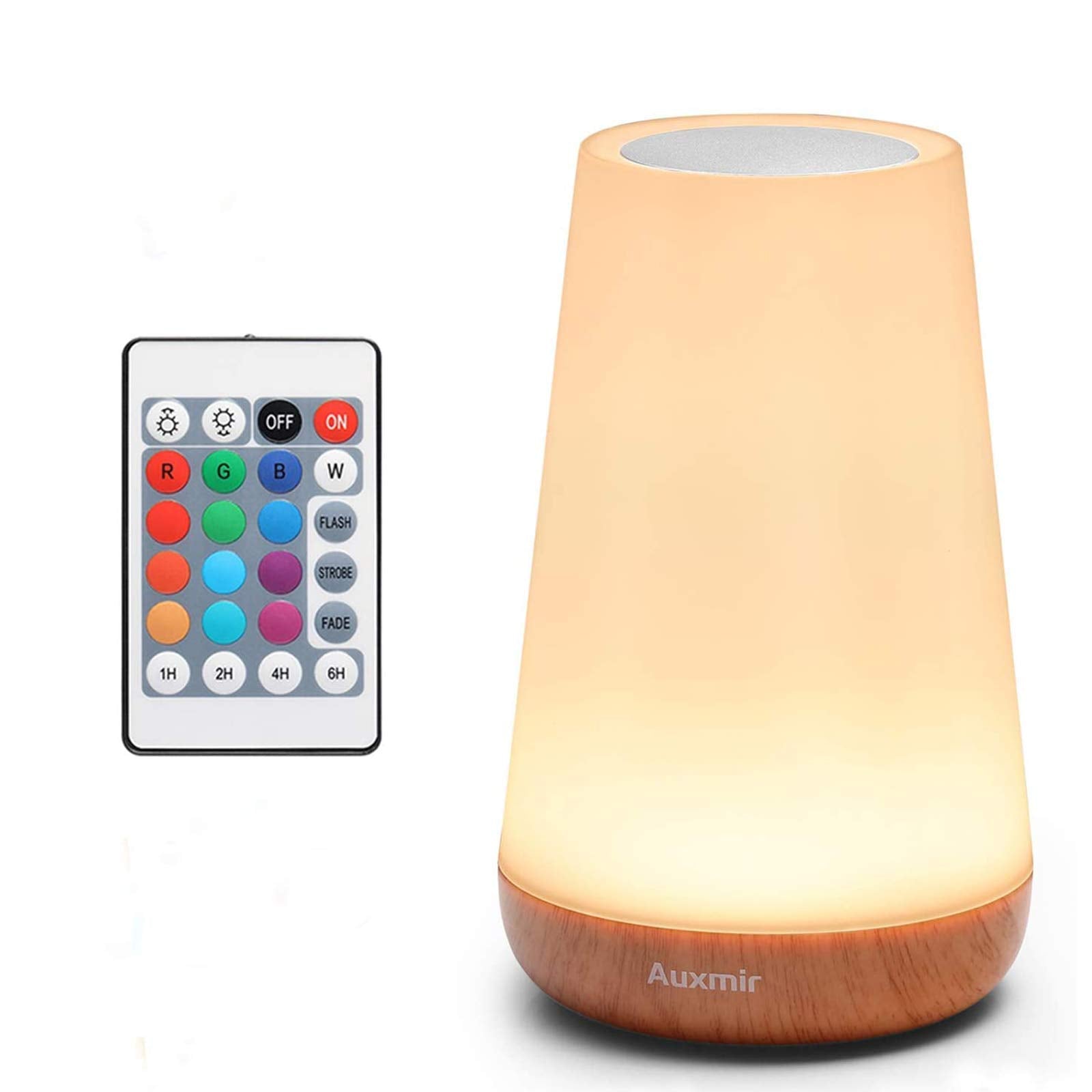 Auxmir Night Light, LED Touch Bedside Table Lamp, USB Rechargeable, Remote Control Dimmable Light with RGB Color Changing, Portable Lamp for Baby, Kids, Bedroom, Living Room, Camping
