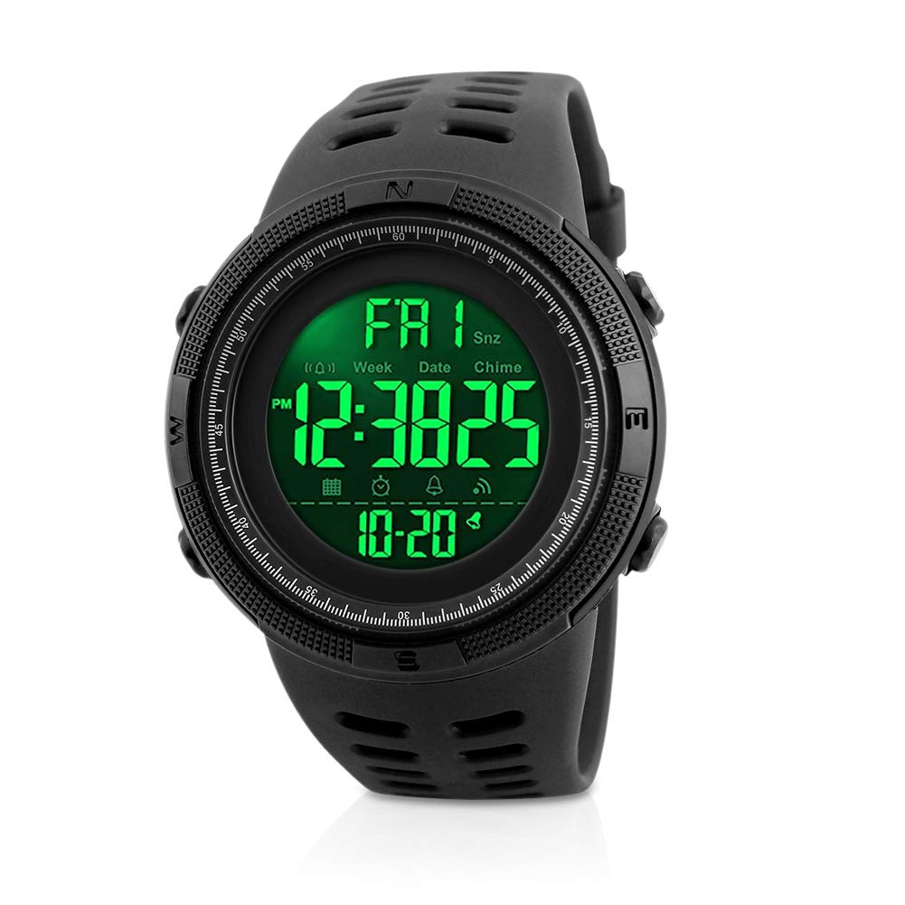 Mens Sports Digital Watch Welltop Waterproof Sports Watch Outdoor Running Watch with LED Backlight Timer Alarm Sport LED Wrist Watch for Men