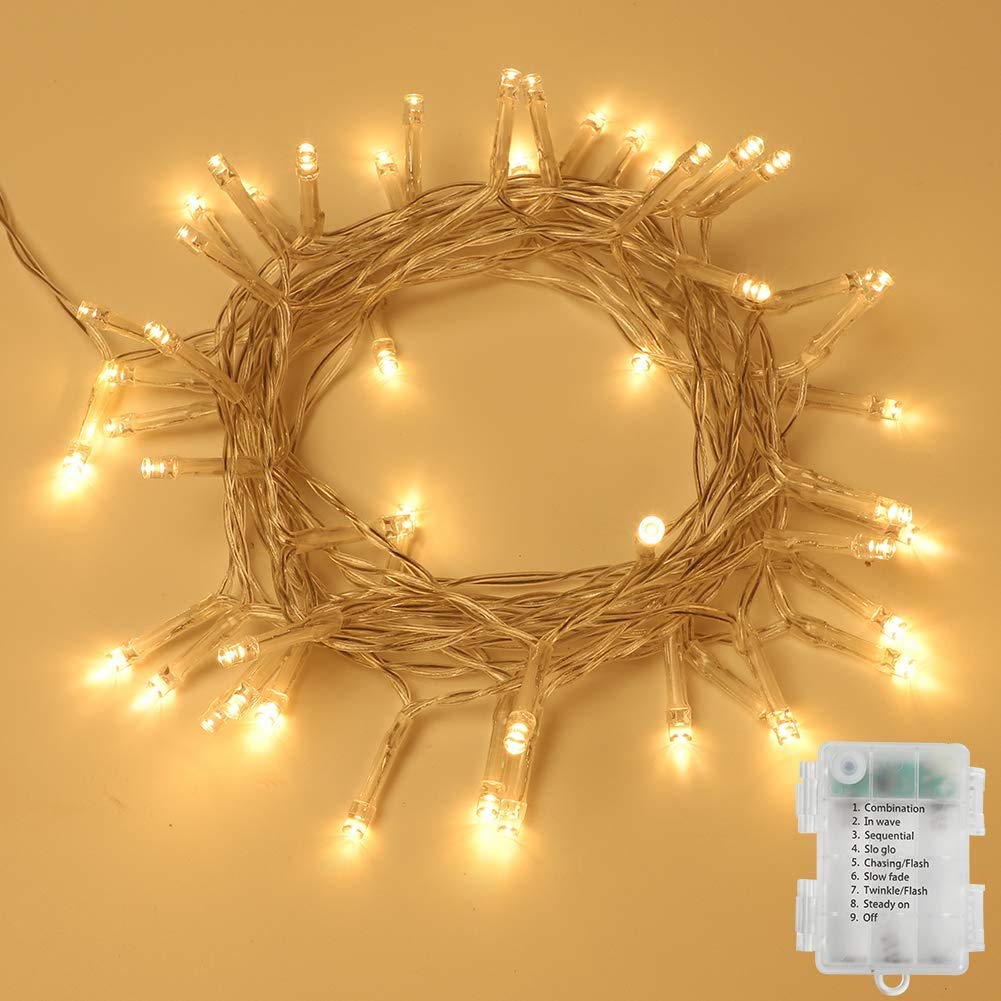 Battery Operated Fairy Lights 120 LEDs 12m 8 Lighting Modes Timer Function IP65 Waterproof Warm White String Lights for Bedroom