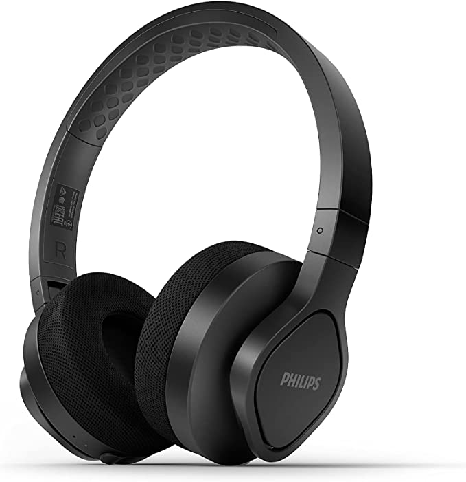 Philips Audio A4216BK/00 On-Ear Sports Headphones Wireless (35 Hours Play Time, IP55 Dust/Water Protection, Cooling and Washable Ear-Cups) Black