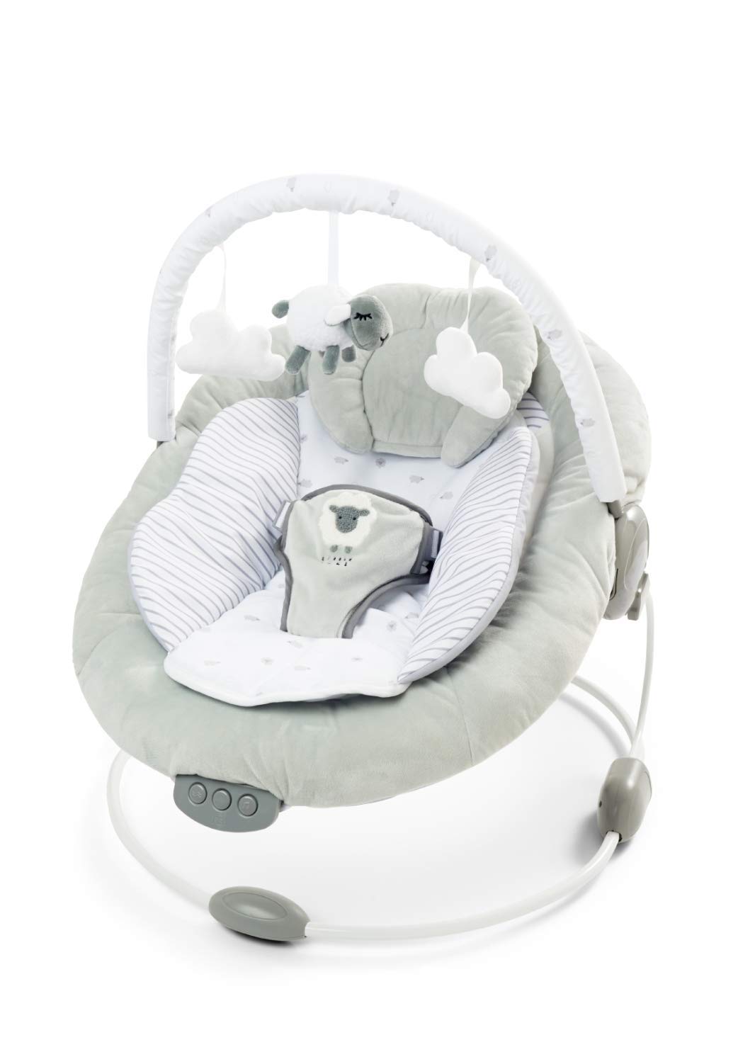 just 4 baby, Soft Padded New Born Lamb Bouncer Recliner with Soothing Music Vibration and Toys 0m+ 0077, Grey