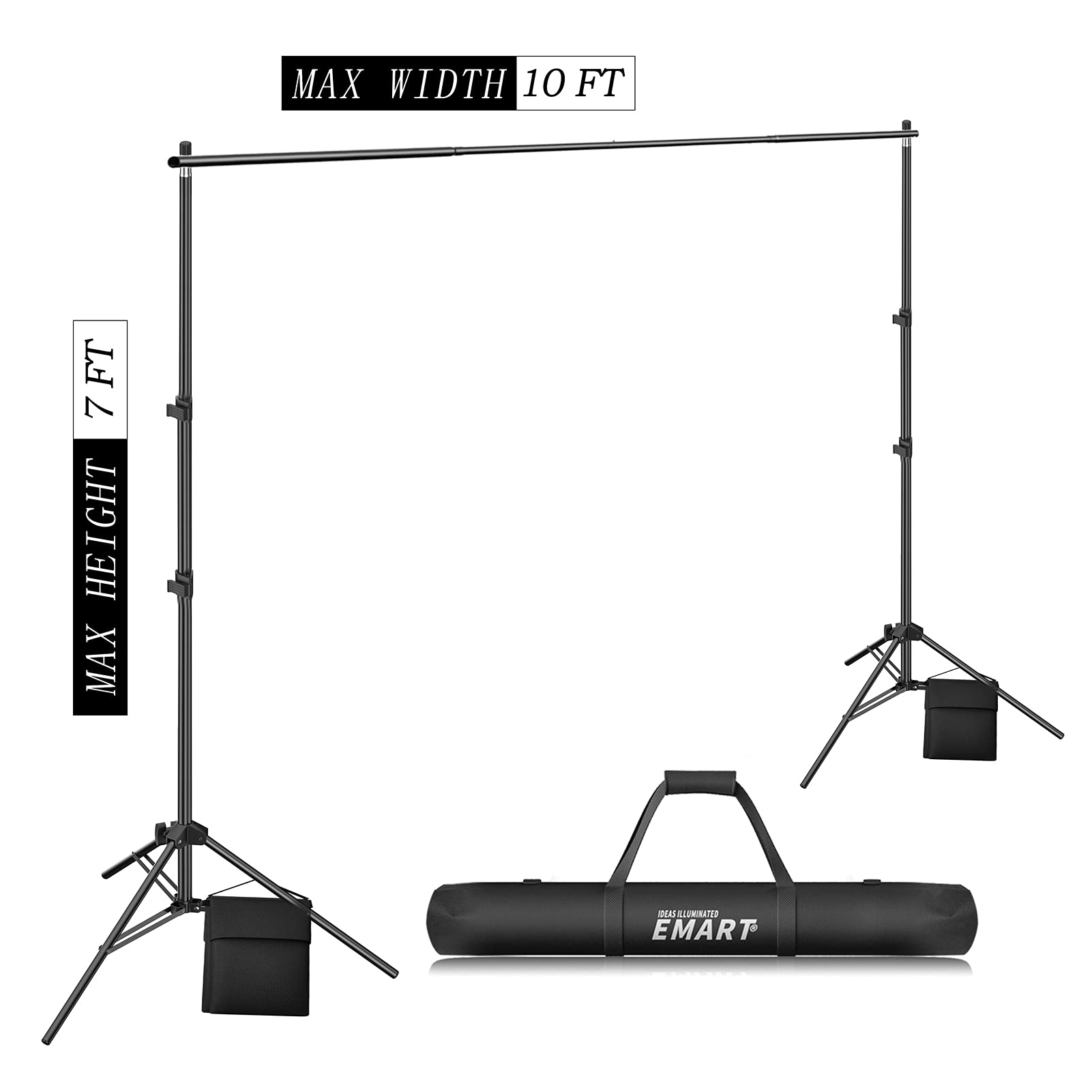 EMART Photo Video Studio 2m x 3m Adjustable Backdrop Stand Background Support System Kit with Carry Bag