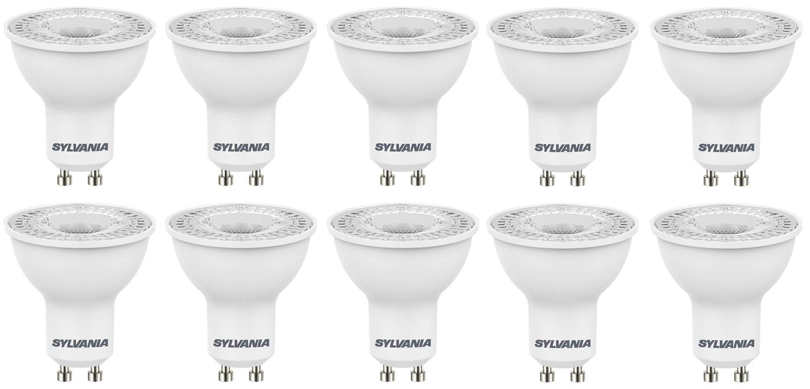 Sylvania LED Pack of 10, GU10, 345 lm, 830 = 3000 K, 36 Degrees, 15,000 Hours