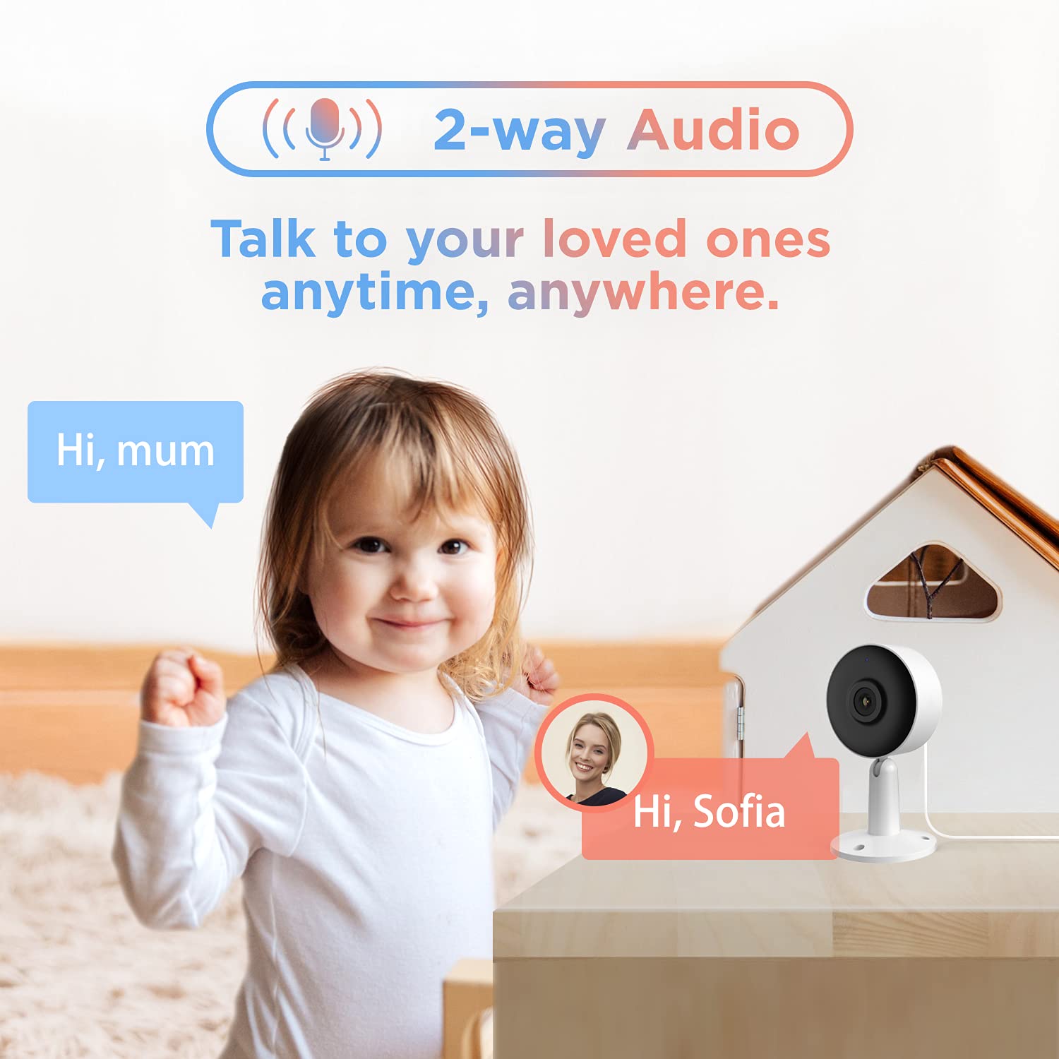Arenti Smart WiFi Camera, 1080P Security IP Camera, Pet Baby/Nanny Indoor Surveillance Camera with Motion/Sound Detection, Night Vision, 2-Way Audio, Works with Alexa and Google Assistant