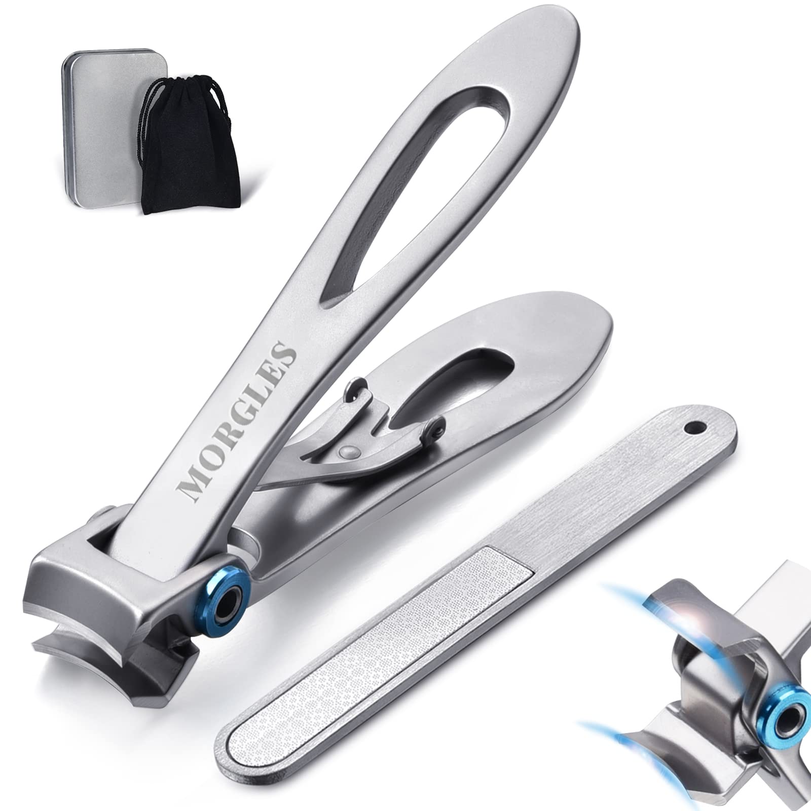 Nail Clippers for Thick Nails, MORGLES 15mm Thick Toenail Clippers Large Toenail Clippers Wide Nail Clippers Fingernail Toenail Trimmer Cutter with Nail File for Men Seniors Arthritis