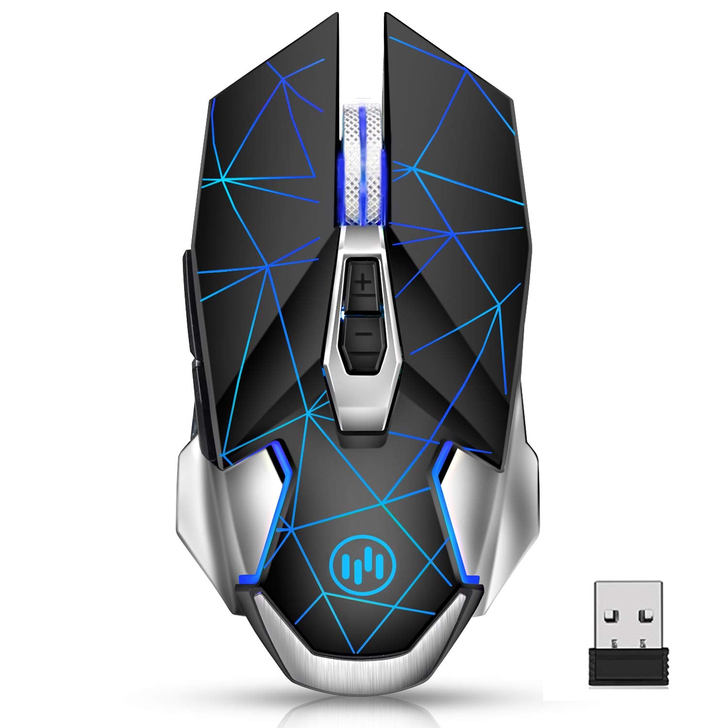 VEGCOO Rechargeable Wireless Gaming Mouse, 2.4GHz RGB 7 Breathing Led Light Laptop Gaming Mouse Silent Click 2400 DPI Iron scroll wheel Iron Plate Computer Gaming Mouse for PC Laptop Notebook Desktop