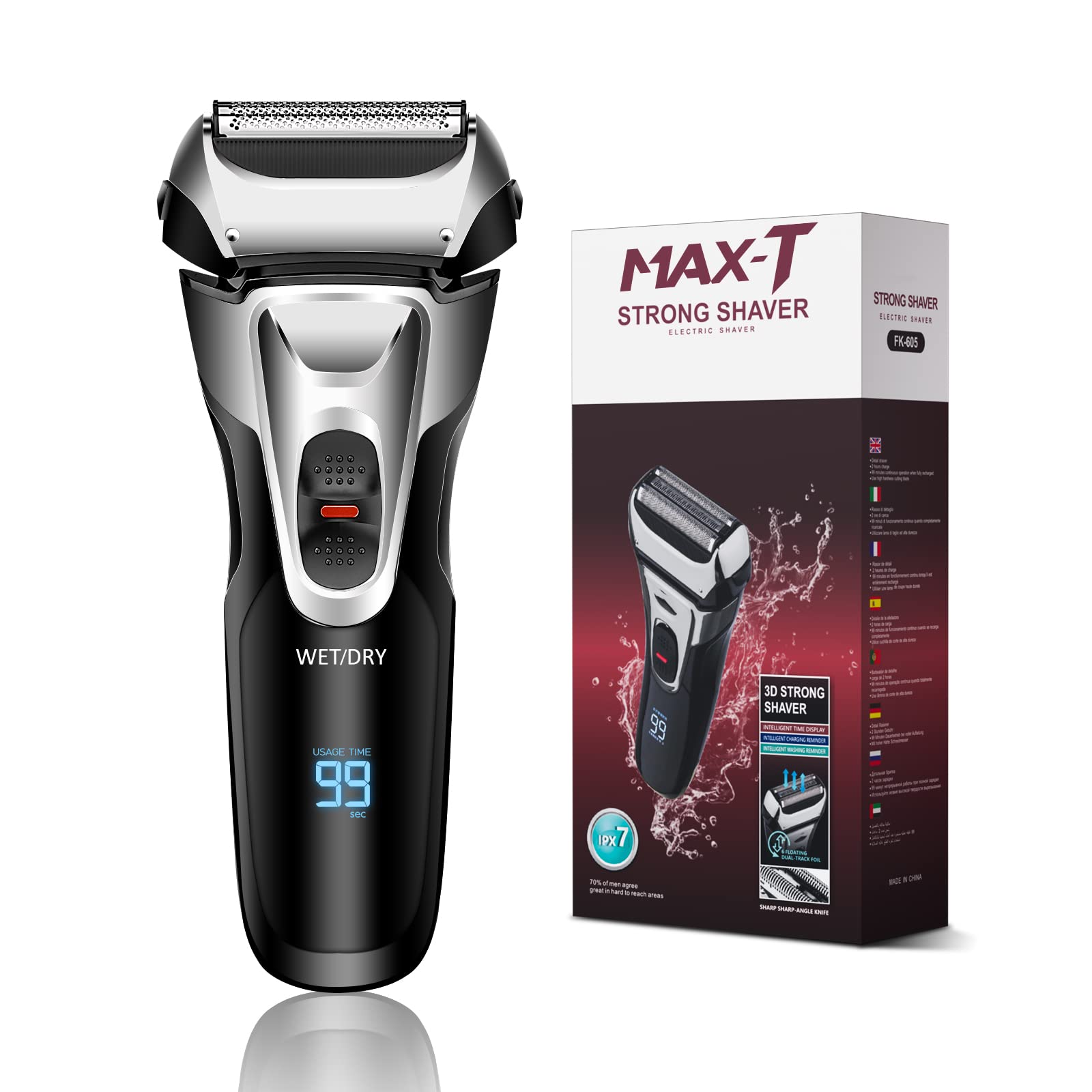 MAX-T Electric Shavers Men, Wet & Dry Men's Electric Shaver, Cordless Foil Razor with USB Charging and Pop-Up Trimmer, IPX7 Waterproof Shaver Electric Razor Shavers for Men, Best Gifts for Men