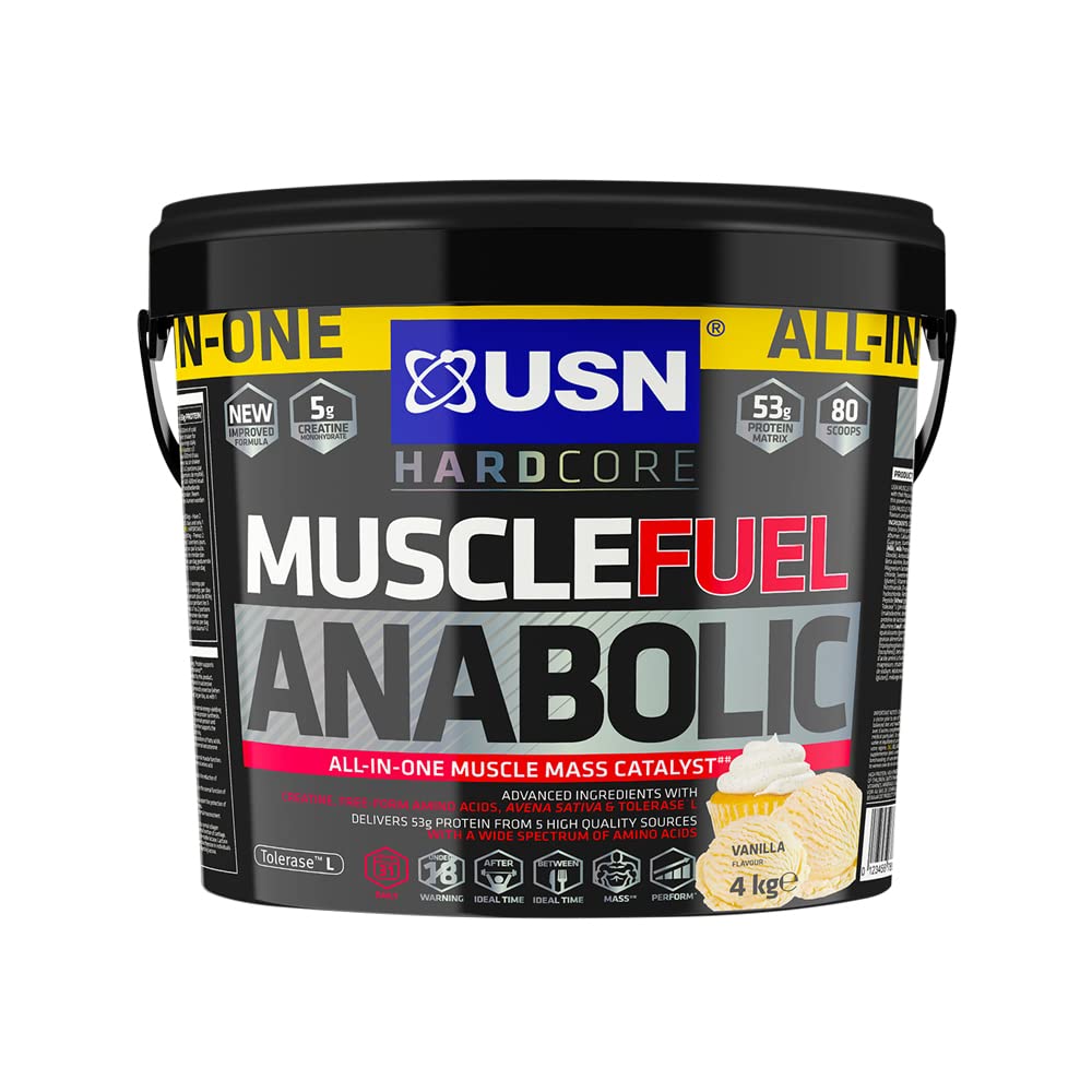 USN Muscle Fuel Anabolic Vanilla 4KG, Performance Boosting Muscle Gain Protein Shake Powder