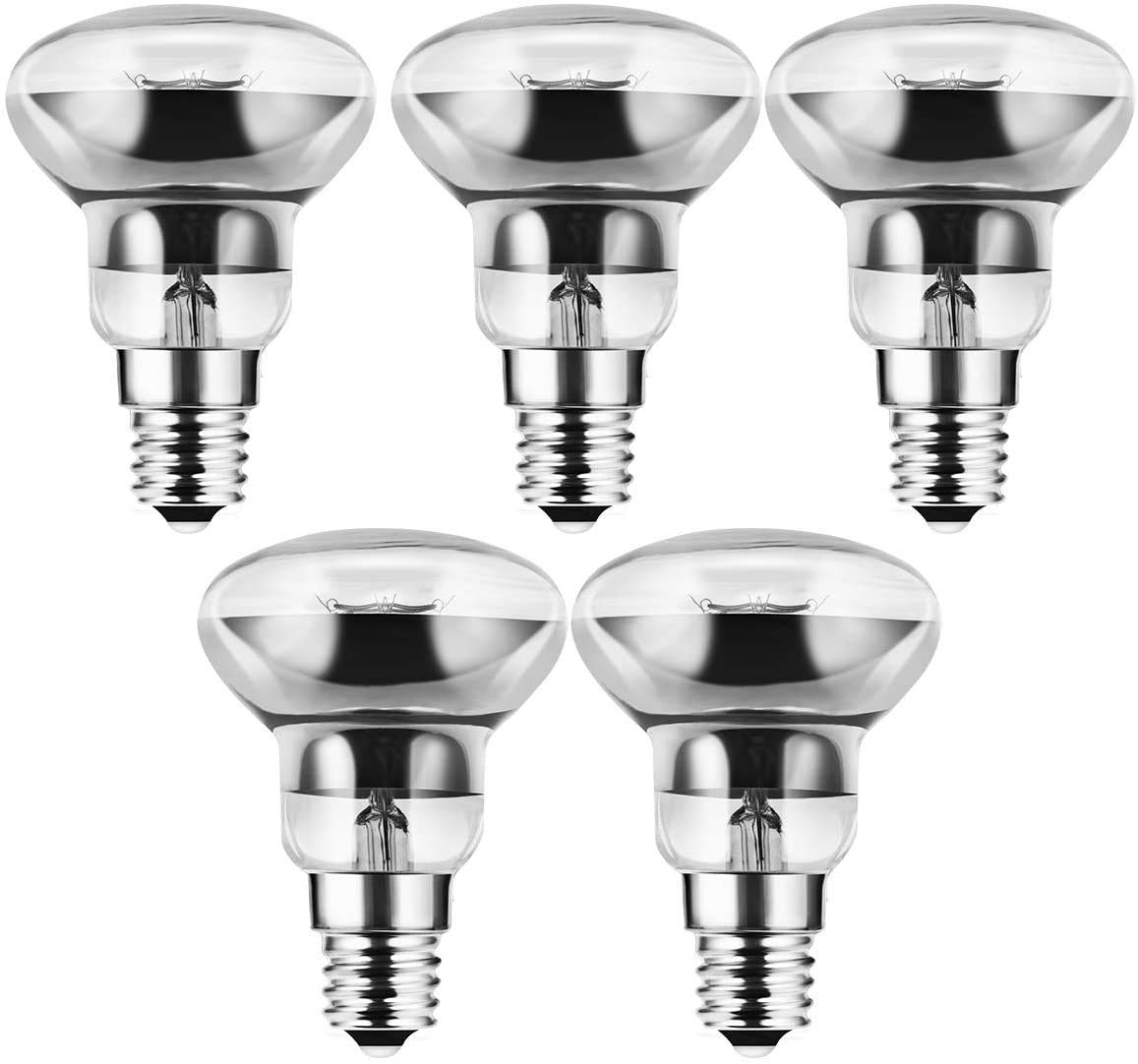 Fulighture Lava Lamp Bulbs, 5 Pcs, R39 E14 Small Edison Screw Cap, Spotlight Halogen Light Bulb 40W Warm White 3000K