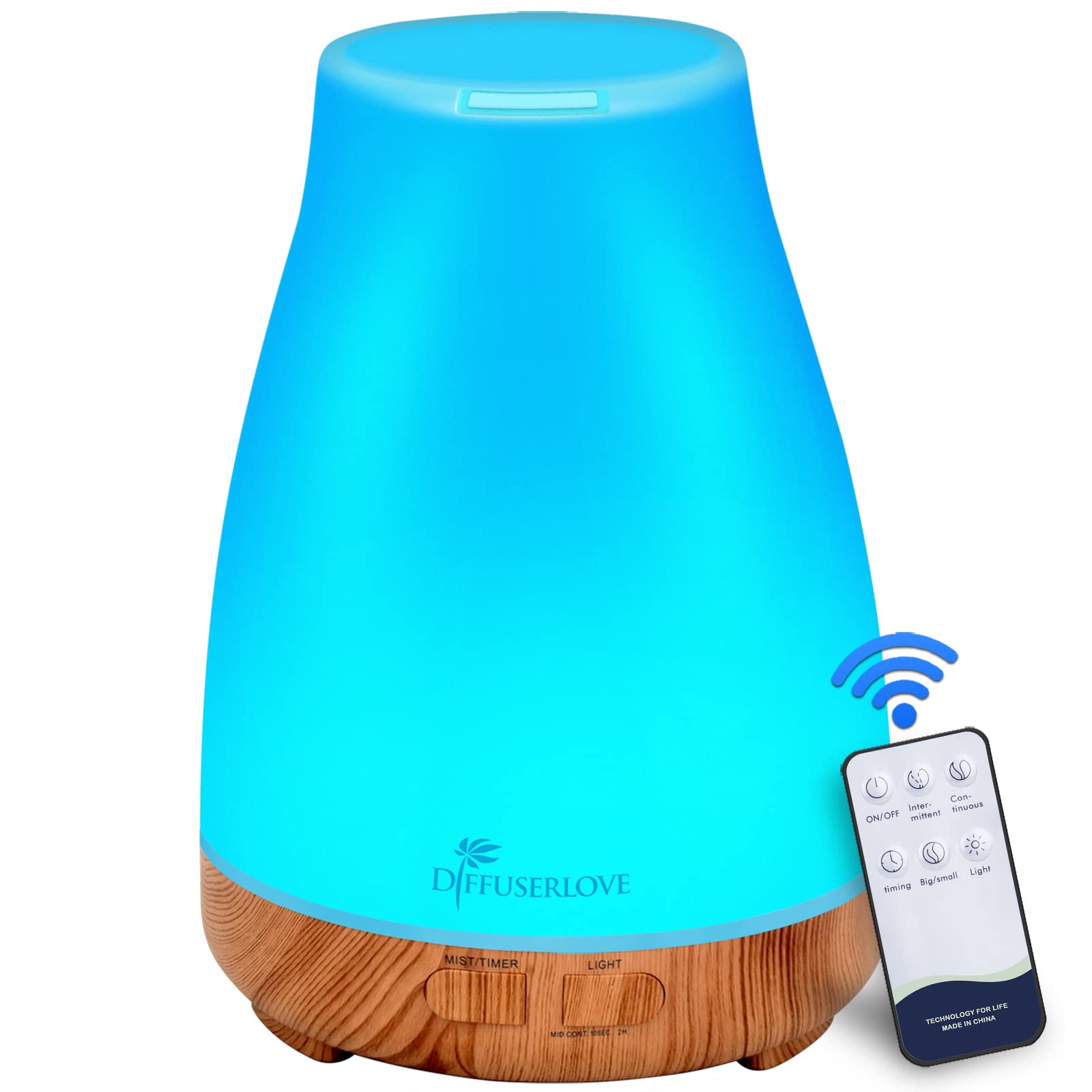 300ML Essential Oil Diffuser Remote Control Aromatherapy Diffuser Mist Humidifiers with 7 Color LED Lights and Waterless Auto Shut-Off for Bedroom Office House Kitchen Yoga