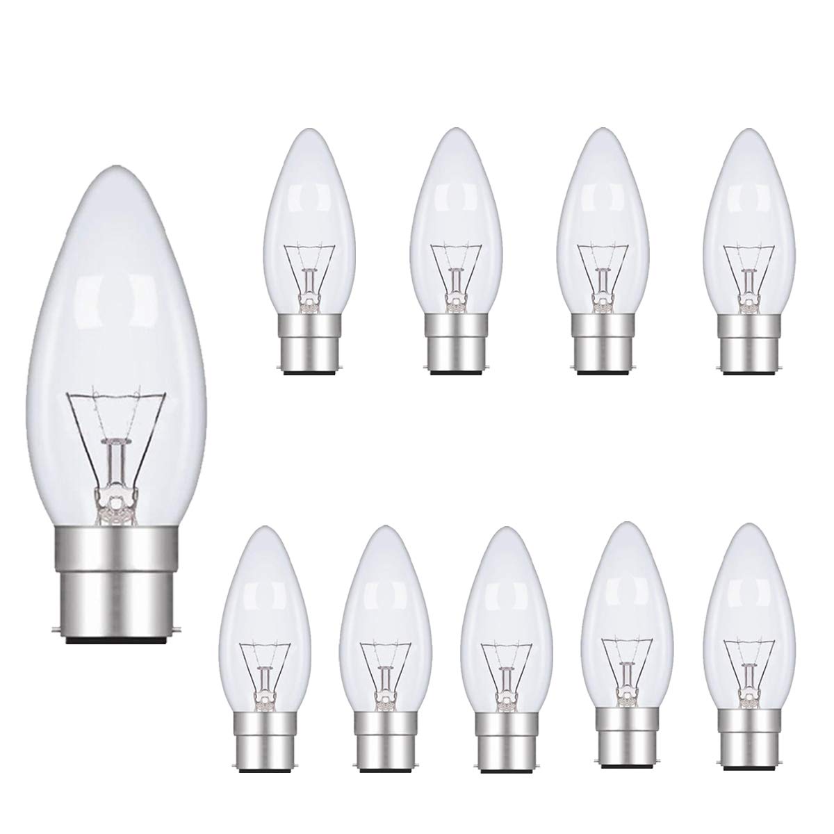 Bayonet Light Bulb, B22 Bulb Candle, Lightbulbs Bayonette 4̣0̣Ẉ, FanciBuy Bayonet Light Bulb Dimmable, Warm White 2700K, 230V, 10 Pack