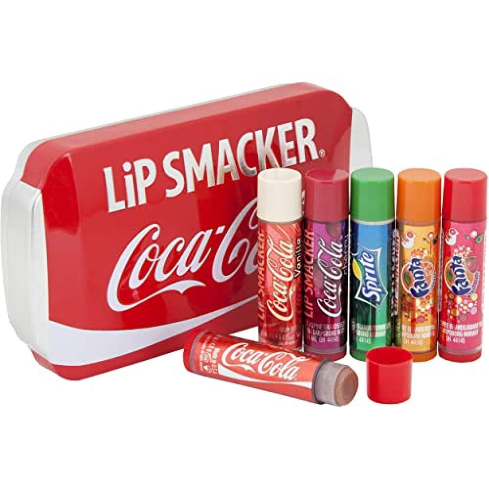 Lip Smacker - Coca-Cola Tin Collection - Set of Lip Glosses for Kids in Assorted Flavours - Sweet Gift in a Collectible Iconic Coca-Cola Tin - Gift Pack of 6