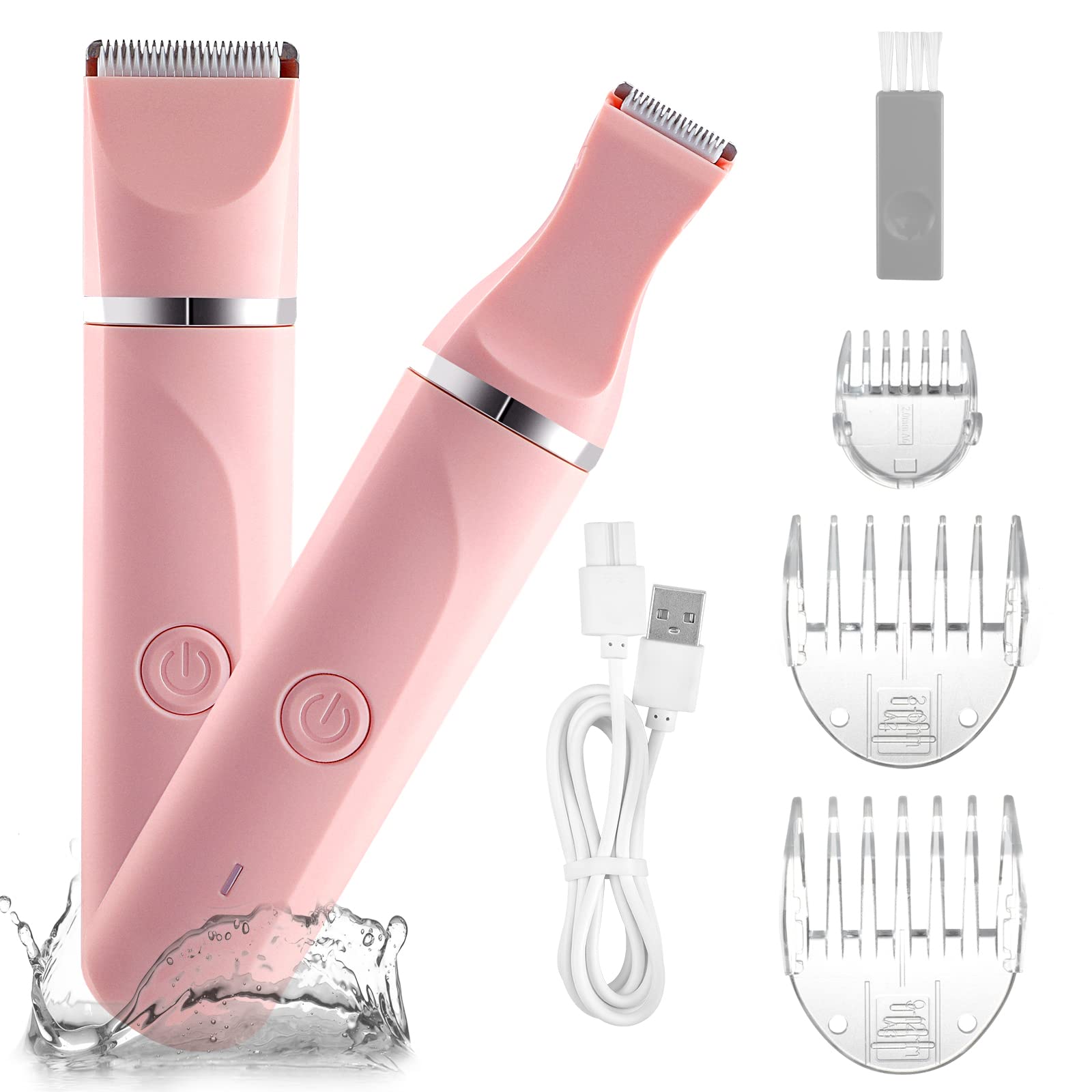 Bikini Trimmer for Woman Body Hair Trimmer Electric Lady Shaver for Women Bikini Arms Legs Underarms Pubic Hair Trimmer for Men and Women, Ceramic Blades IP7X Washable Head,Wet and Dry Use