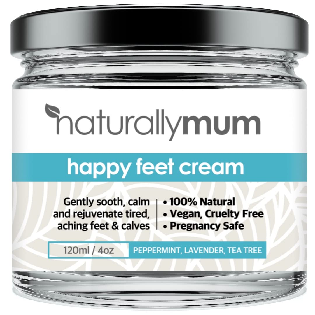 100% Natural Cooling Peppermint Foot Cream | Feet Moisturiser for Cracked Heals and Dry Skin Repair | Instant Restless Legs Relief & Soothe Tired Feet & Calves | Foot Care | Lavender | 120ml