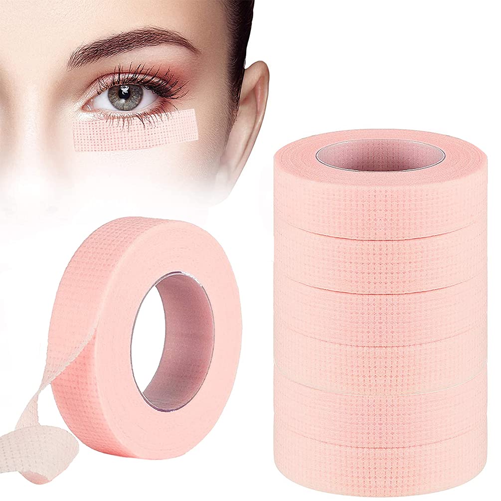 6 Rolls Eyelash Tape, TEOYALL Adhesive Lash Extension Tape Breathable Micropore Fabric Tape Lash Extensions Supplies (Pink)