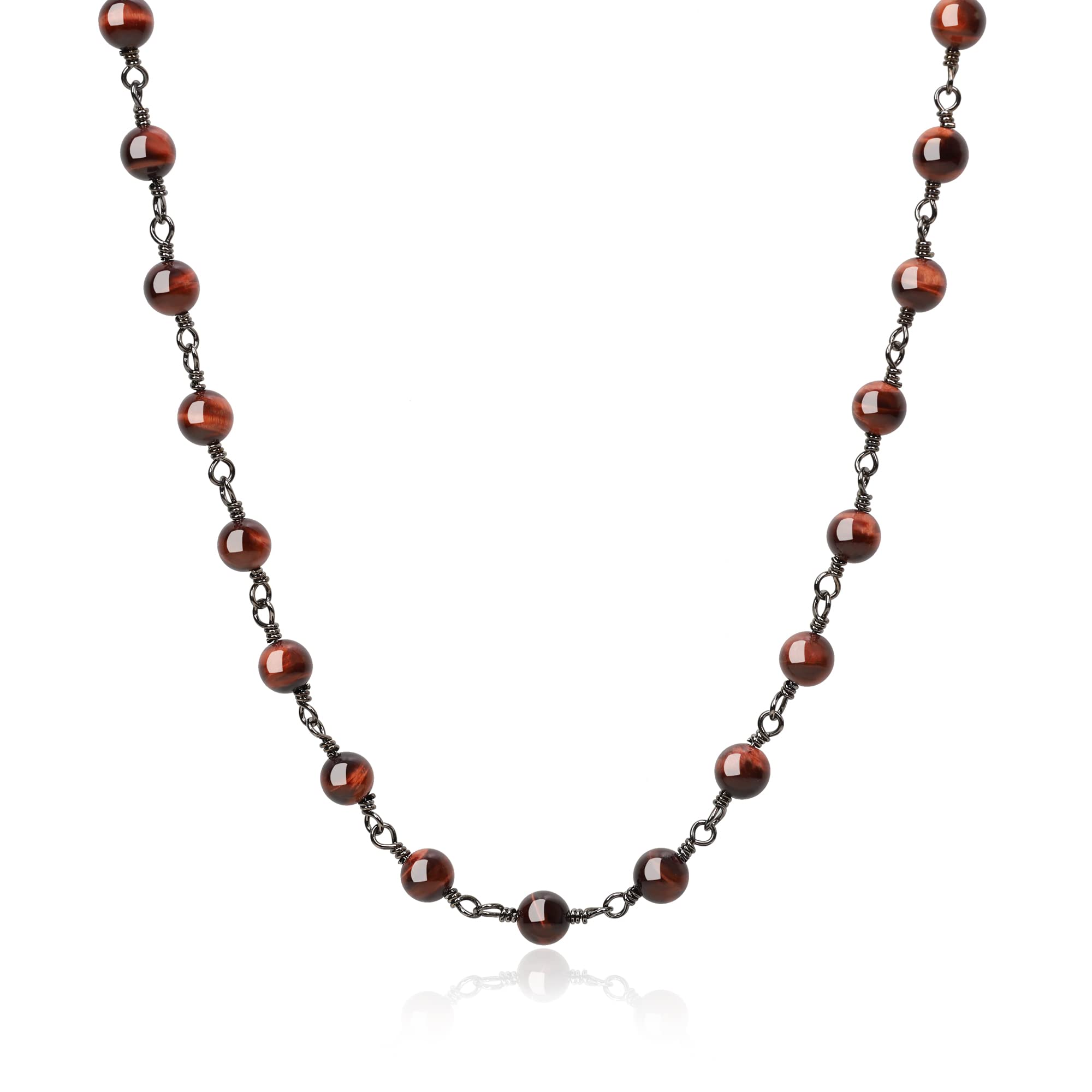 COAI Mens Womens Genuine Stone Beaded Strand Necklace