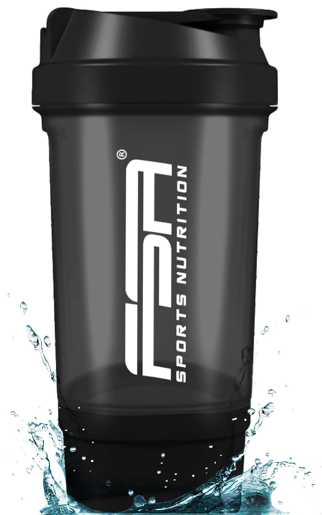Protein shaker 500ml with Powder Holder, Measuring Scale, screw cap. The German professional sports brand FSA Nutrition | BPA Free | Black 500 ml.