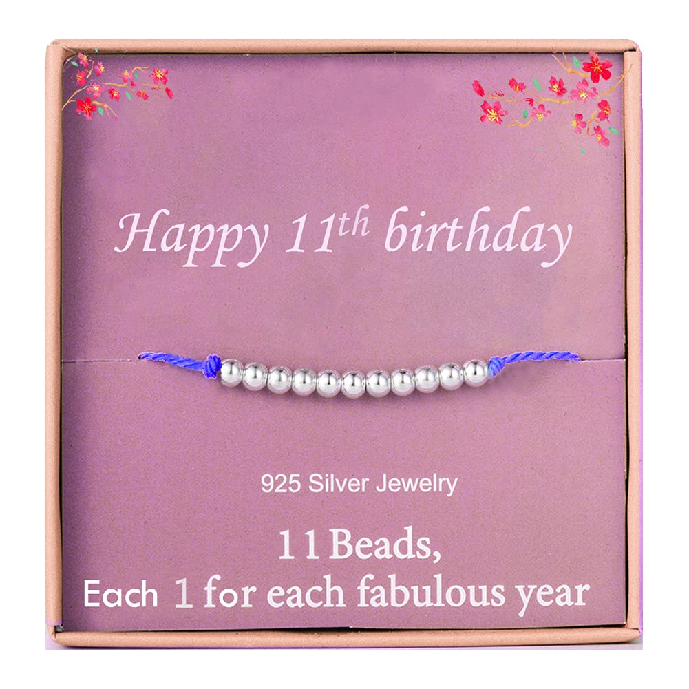 Birthday Gifts for 11th Girls Silver Beads Bracelet for 11 Years Old Girl Jewellery Gift Idea Gift for her