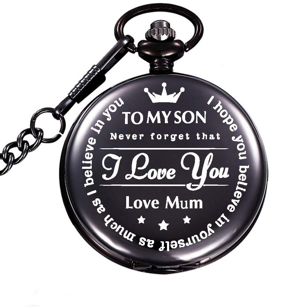 to My Son Pocket WatchSon Pocket Watch Love Mum?Quartz Fob Watches with Chain Best Gift for Son from Mum (Mum to Son)