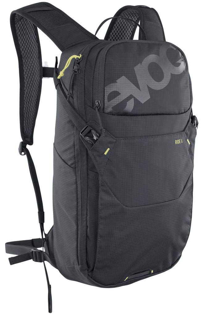 EVOC RIDE 8 Bike backpack for trails and other activities (clever pocket management, ventilated with AIR-PAD back padding), Black