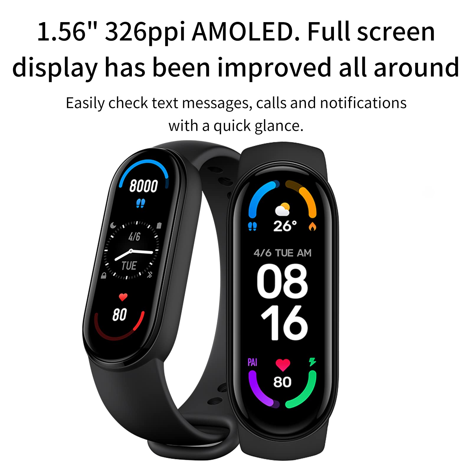 Xiaomi Mi Band 6, Smart Band 6 Global Version Activity Bracelet, Blood Oxygen Detection, Heart Rate Monitor, Sleep Monitor, 1.56" AMOLED Color Screen 5 ATM