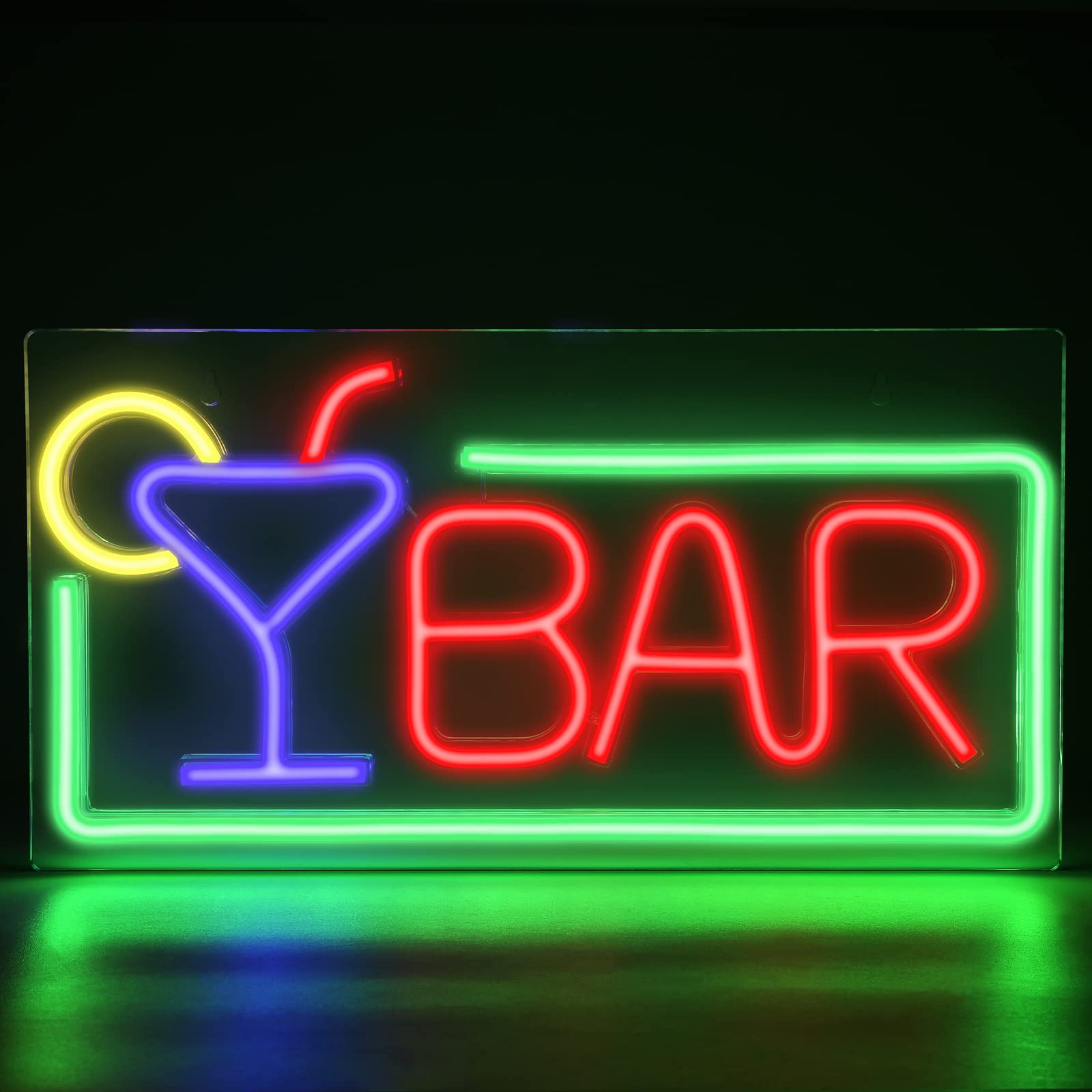 FITNATE Neon Open Sign, Neon BAR Sign Light, 3D Art USB Powered LED Open Display Board Decorate for Business, Shop, Bar, Parties, Home Decor, Includes Business Hours Sign