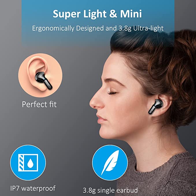 Wireless Earbuds, 2022 Bluetooth 5.3 Headphones in-Ear Wireless Headphones with HD Mic, Wireless Earphones Noise Cancelling Bluetooth Earphones 40H Deep Bass, USB-C, LED Display, IP7 Waterproof Sport