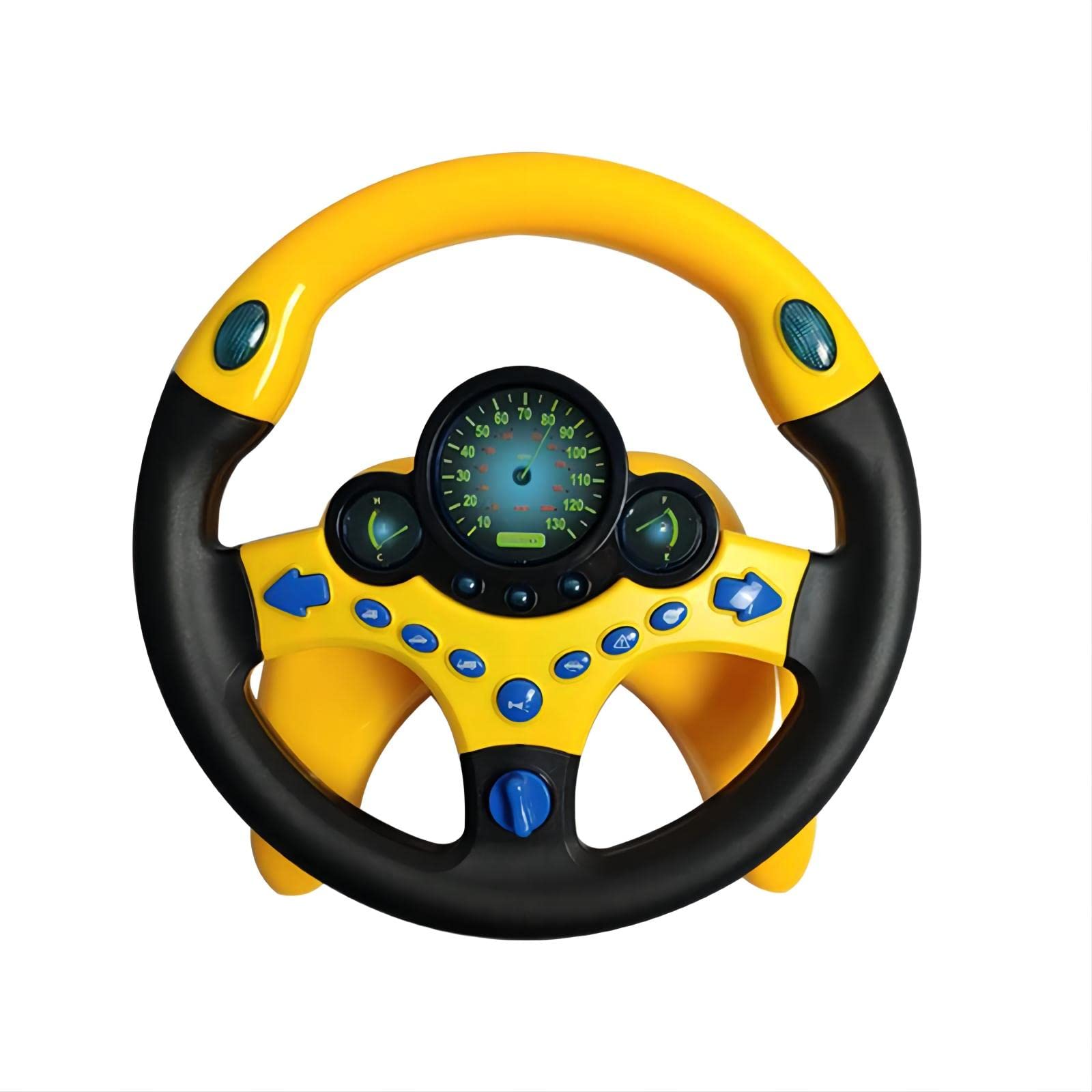 Sipobuy Children's Steering Wheel Toys, Simulated Portable Driving Controller with Funny Sounding and Music, Early Educational Gift For Toddler/Kids, Yellow
