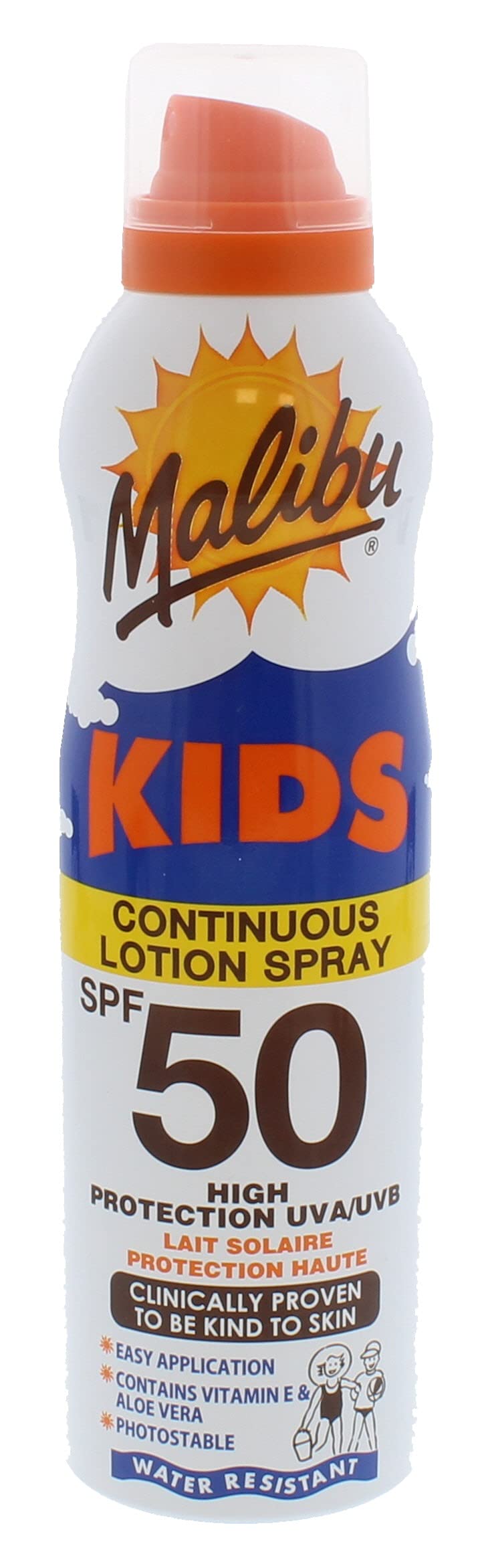 Malibu Kids High Protection Water Resistant SPF 50 Sun-Screen Continuous Lotion Spray, 175ml